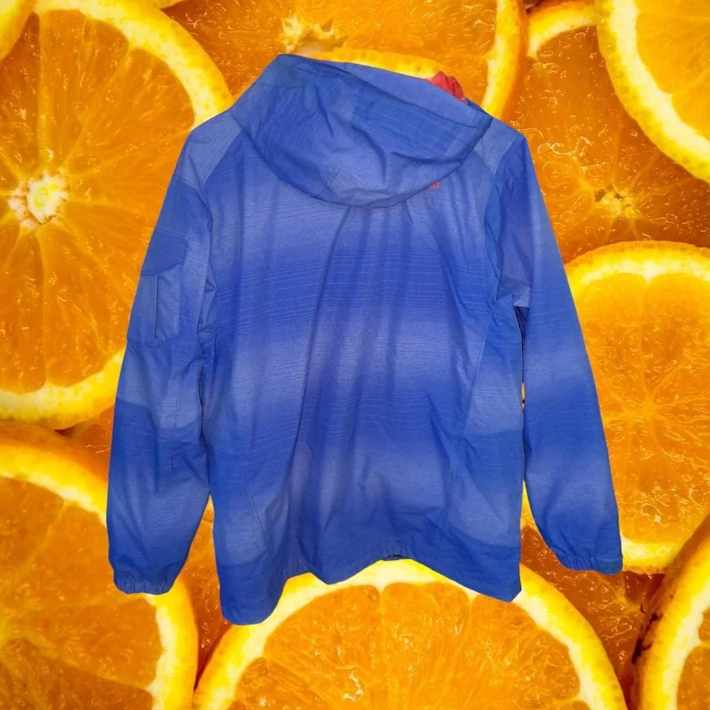The North Face Blue Ombre Ski Jacket Mens Small Hooded Technical Shell Orange